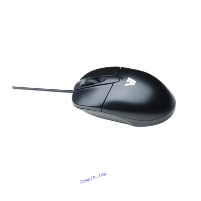 V7 Standard Full size 3 Button USB Optical Mouse with Scroll Wheel for Desktop and Notebooks (M30P10-7N) - Black