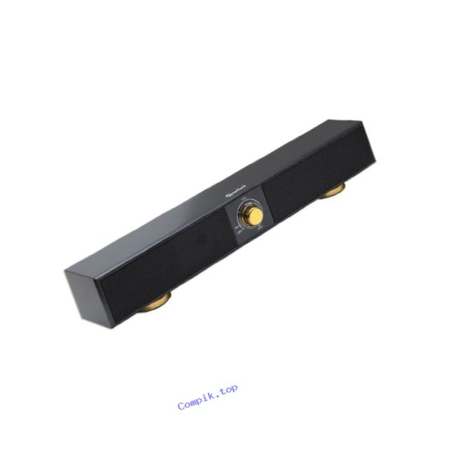 Connectland 17 inch 2.0 Channel USB Powered Stereo Sound Bar for Desktop, Laptop Black Wood Finish CL-SPK20149