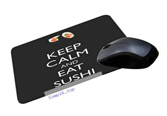 Rikki Knight Keep Calm and eat Sushi Black Color Lightning Series Gaming Mouse Pad