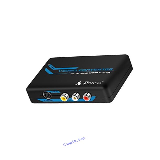 Portta AV/ CVBS Composite RCA + S-Video to HDMI Converter v1.3 up Scaler support 720p 1080p