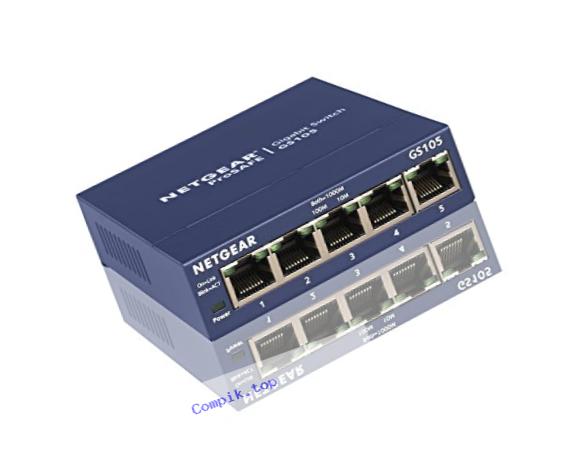 NETGEAR GS105NA 5-Port Gigabit Ethernet Network Switch | Lifetime Next Business Day Replacement | Sturdy Metal | Desktop | Plug-and-Play | Unmanaged